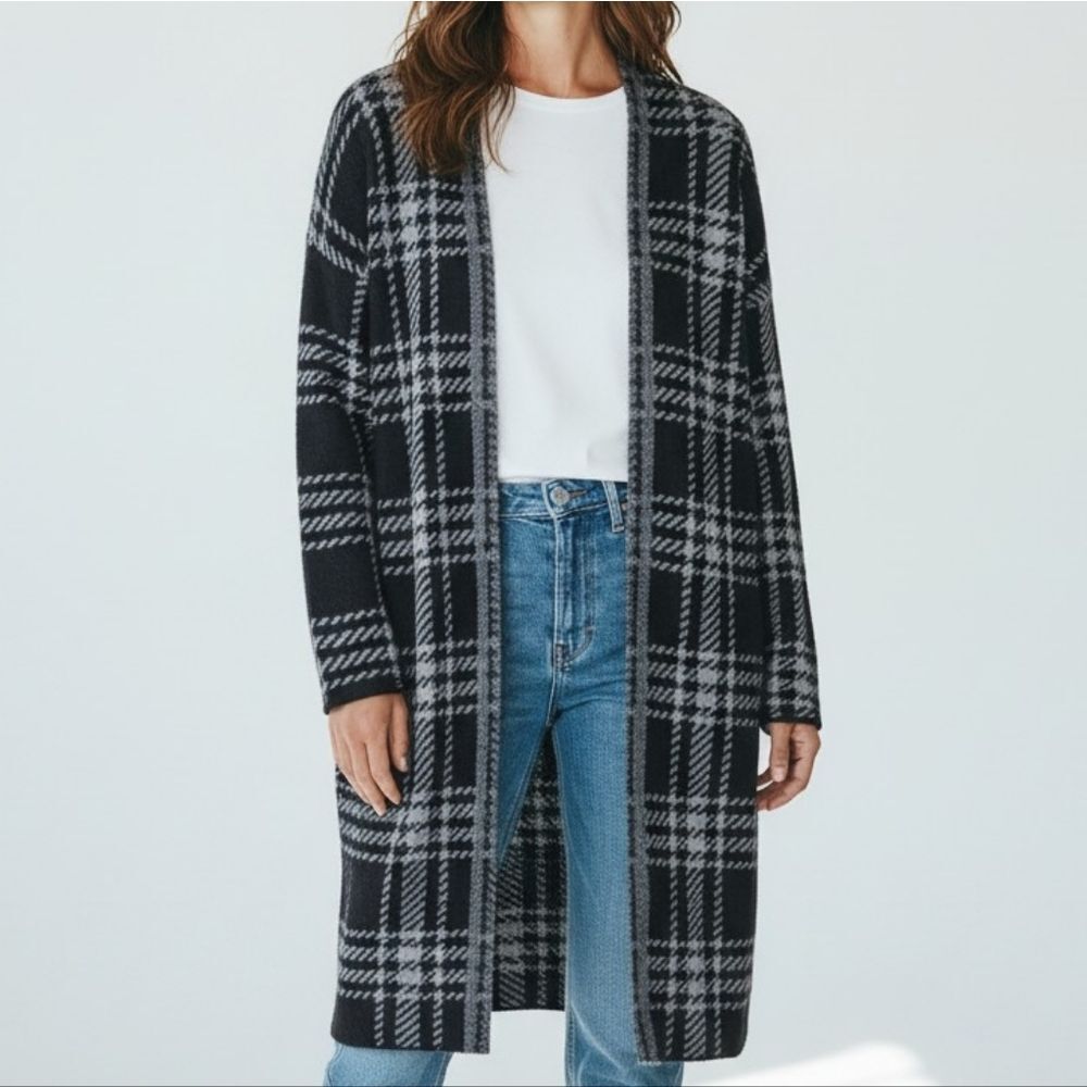 Guilty Plaid Open Front Longline Cardigan